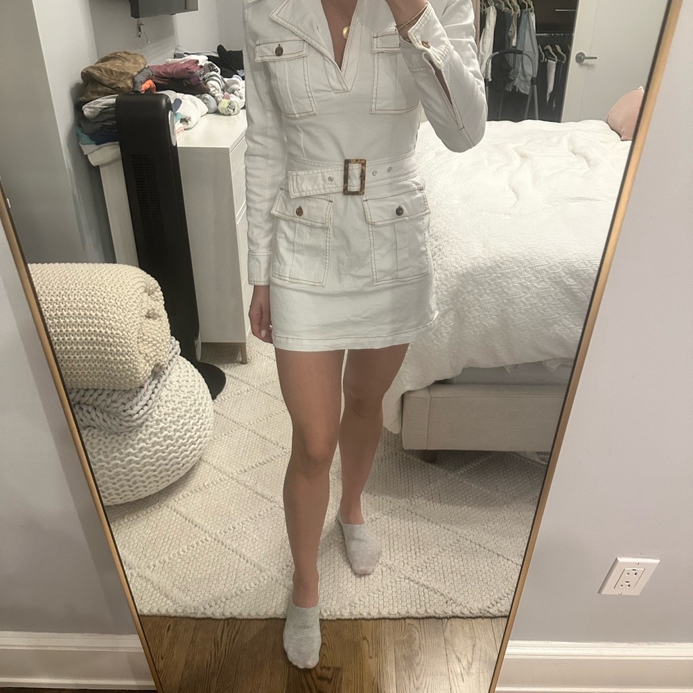 White Belted Women's Jacket- Solid And Stripped D… - image 3